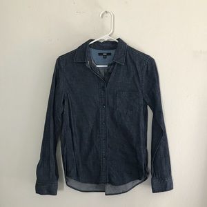 Uniqlo denim blue button down shirt